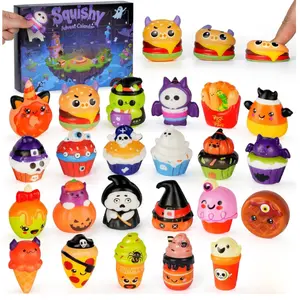 Advent Calendar 2026 with 24 Pcs Slow Rising Squeeze Squishy Halloween Toys for Vacation Countdown,Stress Relief Gifts Trick or Treat Boo Basket Stuffers for Kids Toddlers Boys Girls