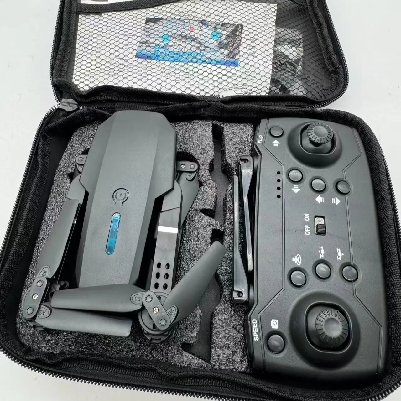 E88 Lightweight Remote Control Single-Camera Quadcopter Drone for Beginners, 1-Key Takeoff & Landing, Portable Storage Case Accessory, Ideal for Aerial Photo Enthusiasts