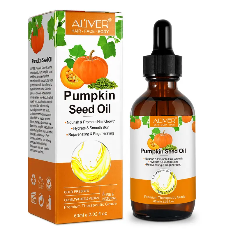 ALIVER Sohochic Cold-Pressed Pure Virgin Pumpkin Seed Oil - Natural Plant Oils for Body Care, Cosmetic Makeup Remover & Moisturizing Hydrating Solution for Skin Soothing