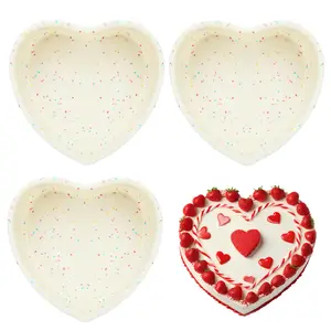 3 PCS Silicone Heart Shaped Cake Pans 5 Inches Mini Heart Shaped Cake Pans Nonstick Heart Baking Cake Mold for Birthday, Wedding