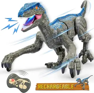 Remote Control Dinosaur Toy 2.4G. Electric Walking Robot Dino with Lights & Sound. Simulation Velociraptor. Fun Electronic Pet Gift for Kids.