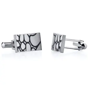 Abstract Squiggle Brushed Finish Titanium Cufflinks