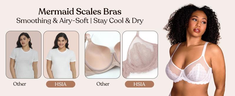 HSIA Mermaid Scales Lace Unlined Full Coverage Plus Size Underwire Minimizer Bra Comfortable Mesh Cup
