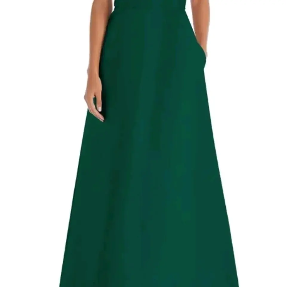 alfred sung green dress Alfred Sung D794 Bow One-shoulder Satin Trumpet Gown – YDG main image 0