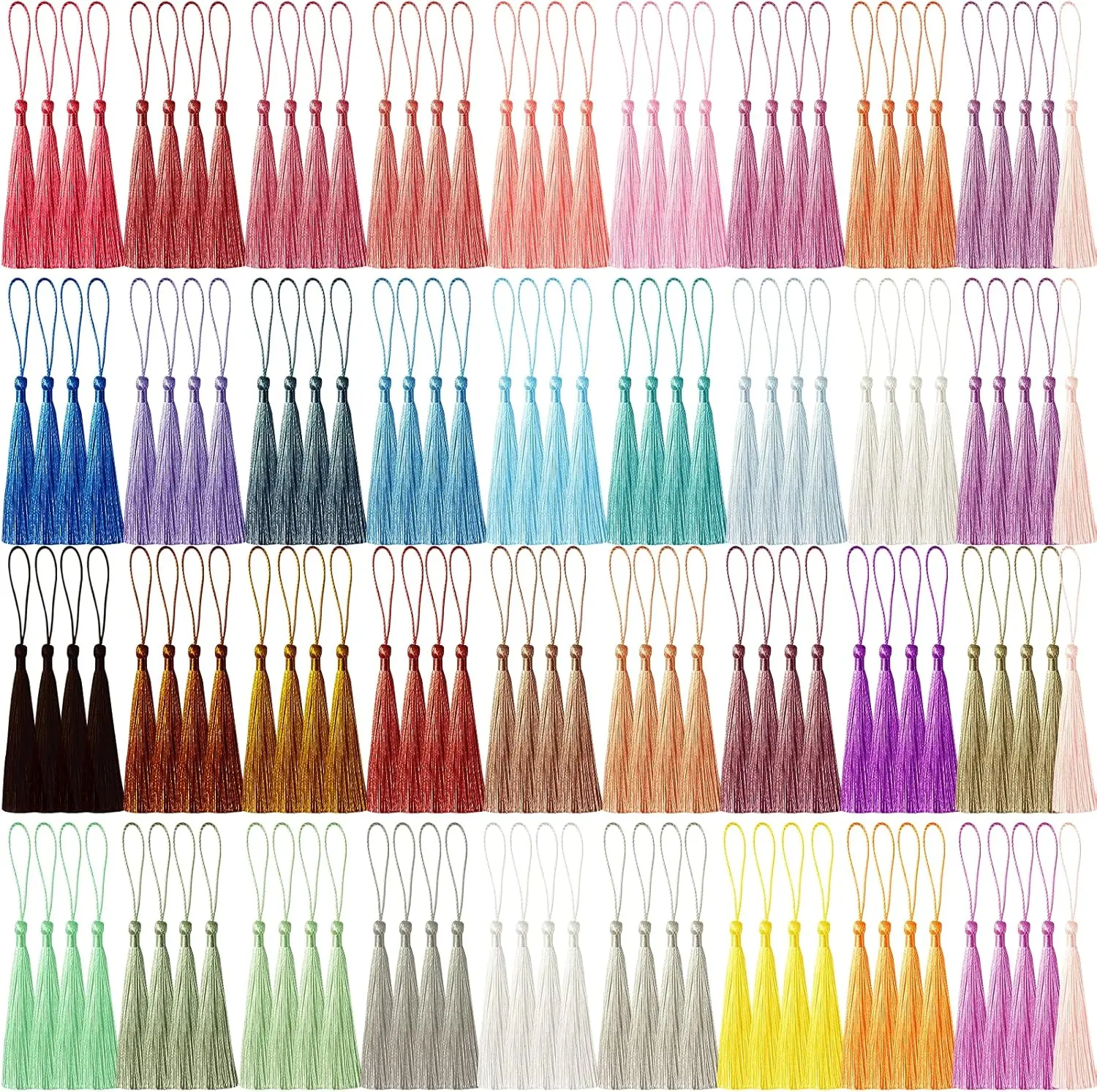 148 Pcs Bookmark Tassels for Crafts,Key Chain Tassels for Jewelry Making,Tassels on String,Mini Tassels for Graduation Book Marks(37 Colors, 4 Pcs of Each)
