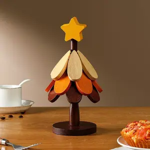 Wooden Tree Trivet | Heat Resistant Table Protector, Christmas Tree Shape, Modern Minimalist Pot Holder, Holiday Decor, Handmade Heat-Resistant Mat