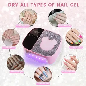 Nail Lamp, 108W Cordless, Chargeable Nail Lamp With 36 Beads, 4 Timer Setting With Touch Control Light For Gel Nail, Sparkling LED Nail Lamp Black White Pink