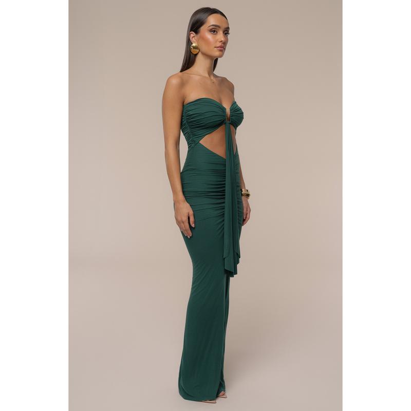 Emerald Atlantis Drape Maxi Dress