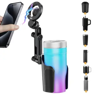 2 in 1 Upgrade Magnetic Mobile Phone Holder Car Drink Holder, 360° Car Phone Mount Gym Water Bottle Phone Holder Universal for iPhone Samsung All Smartphones
