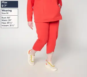 Denim & Co. Active Regular French Terry Crop Pants w/ Tulip Hem