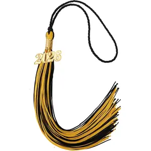 2026 Tassel Graduation, Tassels for Graduation Cap 2026, Black Gold Tassel Cap Decorations with Gold Charms Memorial Cords Graduate Hat Ceremonies Accessories for Class of School Grad Souvenir Gifts