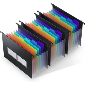 Plastic Expanding Hanging File Folders, 7 Innovative 1.2" Accordian Pockets, Large Capacity, Multi-Color Tabs, Letter Size for Filing Cabinet - 3 Packs