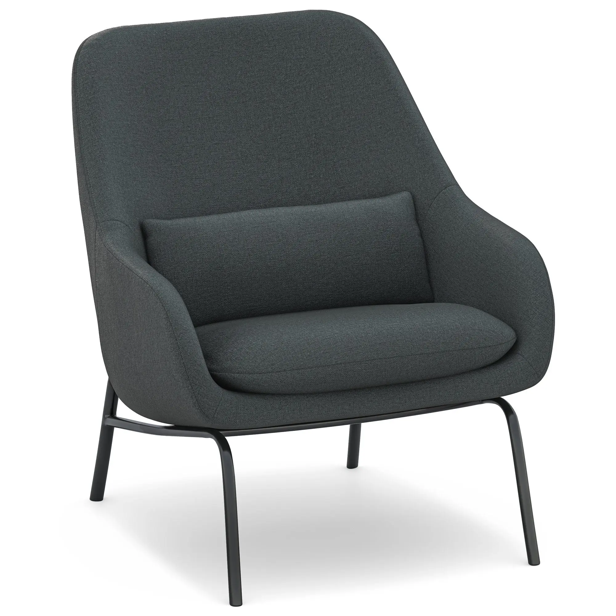 Elmont Steel Grey Modern Armchair - 32x30x34" Single Seat Indoor Furniture, Sturdy Lumbar Support Pillow Side Chair, Assembly Required for Ambient Room Use