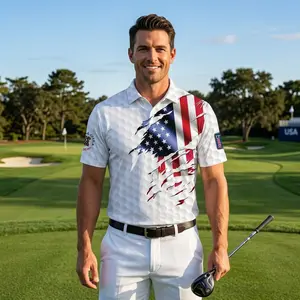 Performance Outdoor Polo | Golf Flag American 125th US Open CA Polo Golf Shirt, Classic Cuts, Always On Point, Lightweight Feel, Moves with You