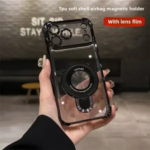 For iPhone 17 Pro Max 17 Pro 16 Pro Max 16 Pro 15 14 13 Case Protective Airbag Shockproof Magnetic Stand Clear Plated Soft Cover