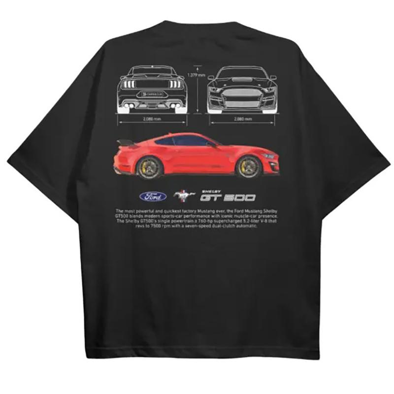 Multi Colors Design - Ford Mustang Shelby GT500 T-Shirt - Classic Fit, 100% Cotton, Digital Print, Unisex, Casual Menswear for Auto Lovers