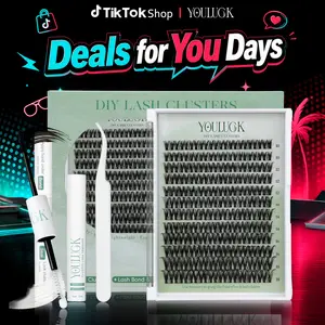 YOULUCK Velvet Touch Lash Clusters Waterproof Long-Lasting Individual Eyelash Extensions with Ultra-Thin Band Bond & Sea l& Remover Makeup For Girls Beginner Friendly