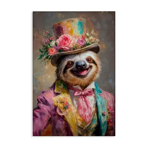 Durable Canvas Sloth Art Print - Nature-Inspired Artwork for Living Room, Bedroom Decoration - Whimsical Animal Wall Hanging for Animal Lovers