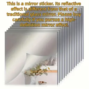 9pcs Mirror Stickers, Square 5.91 Inch Thick Frameless Self-Adhesive Full Body Decals, Transparent Vertical/horizontal Wall Panels, Wall Art Stickers