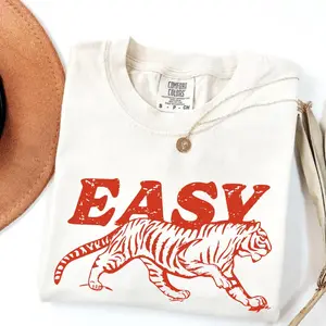 comfort color t shirts, Easy Tiger Shirt, trendy t-shirts, trending shirts, graphic tees women, 90s graphic tees, Top, summer outfits, spring outfits