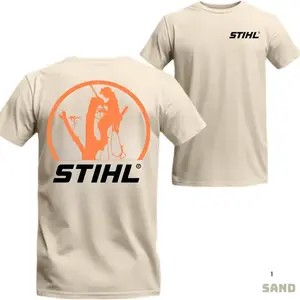 STIHL T-Shirt - Tree Service Worker Silhouette Graphic for Lumberjack Fans - Rugged Outdoor Tee for Climbers and Chainsaw Crew - Unisex. Menswear Tops