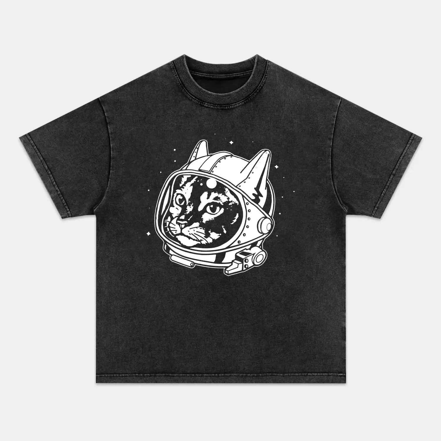 Astronaut Cat T-shirt, Unisex Vintage Crew Neck Regular Fit Cotton Fabric Casual Comfort Breathable Short Sleeve Funny T-shirts Fashion Men&Women's Top for Streetwear 032004