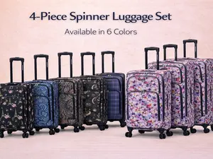 4-Piece Spinner Luggage Set | 20/24/28/32 Inch Lightweight Softside Suitcases with 360° Wheels | Carry On & Checked Travel Set