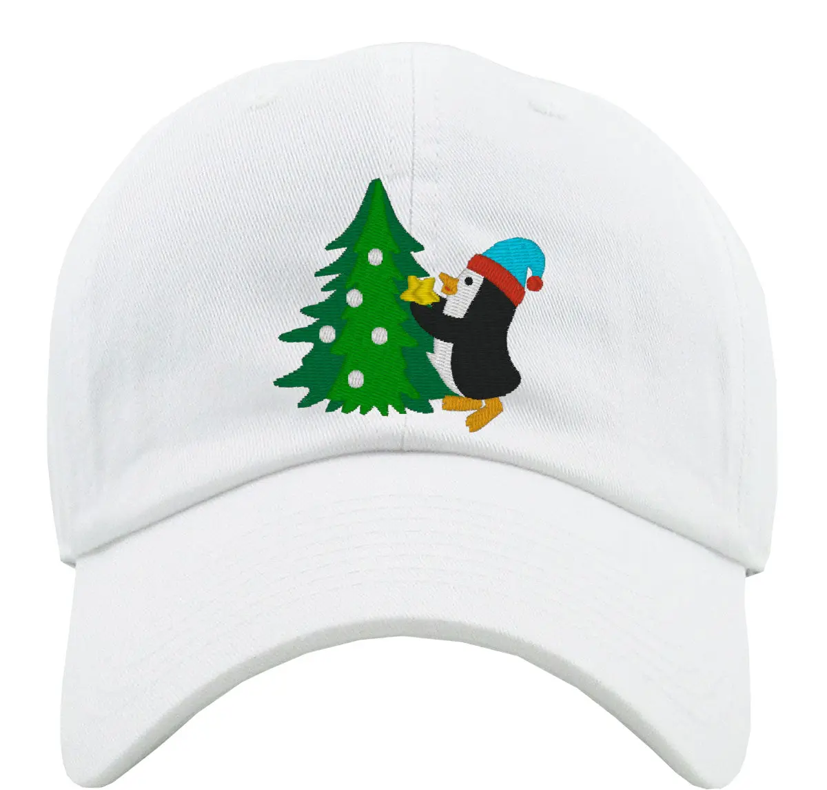 Penguin With Christmas Tree Premium Baseball Cap