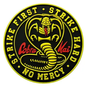 Miltacusa Cobra No Mercy Strike First Karate Kid Patch [Hook Fastener Backing - 3D-PVC Rubber-3.0 inch-KP-1]