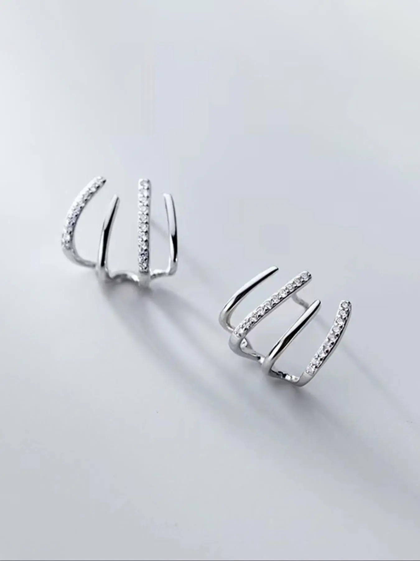 1 pair of S925 pure silver simple temperament micro embedded zircon four claw earrings for women's ins niche design earrings to give as a birthday gift to girlfriend Artificial Zircon Earrings Artificial Zirconia Earrings
