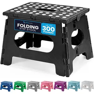 Handy Laundry - Folding Step Stool is Sturdy Enough to Support Adults and Safe Enough for Kids. Opens Easy with One Flip. Great for Kitchen, Bathroom or Bedroom (Black - 9 Inch)
