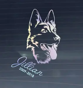 German Shepherd Memorial Decal in Holographic Vinyl