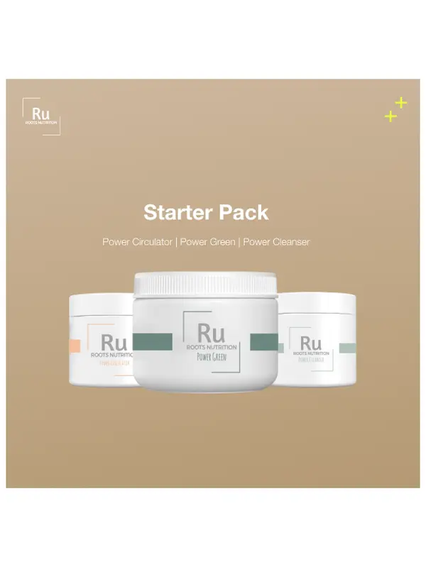 Roots Nutrition Starter Pack | Power Cleanser Capsules, Power Circulator Capsules & Power Green Superfood Powder | Daily Herbal Wellness Bundle