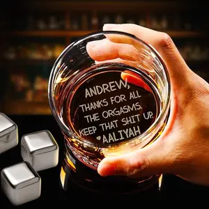 Ver 4 Thanks For All The Orgasms Anniversary gift High quality laser engraved whiskey glasses, Personalize your handwriting Gifts for couples, Home Decor & Gifts, Funny gift for men and women, Drinkware, Halloween
