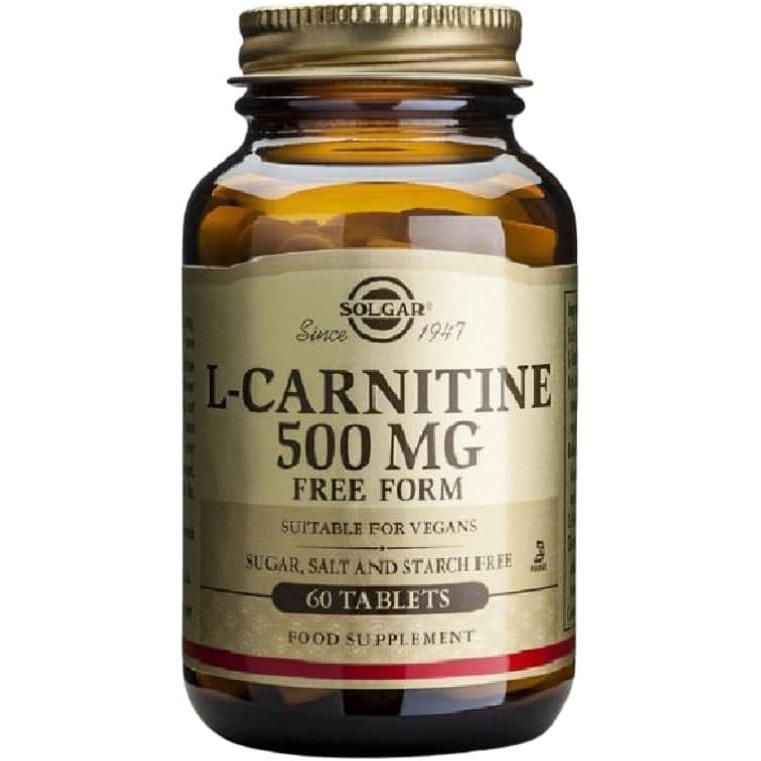 Solgar L-Carnitine 500 mg - 60 Tablets - Non-GMO, Vegan, Gluten Free, Dairy Free, Kosher - 30 Servings Healthcare Vitamin Edible Dietary