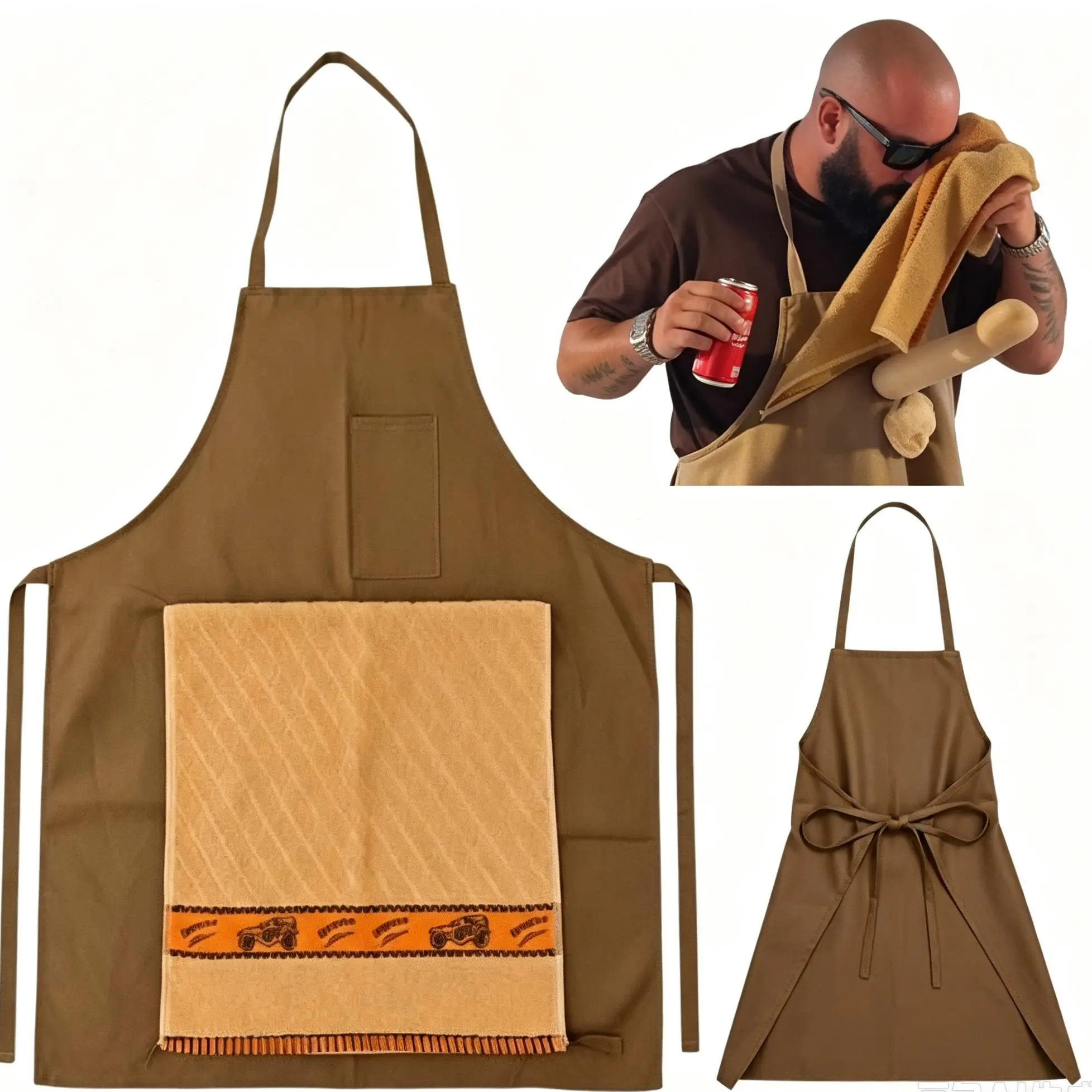 Funny Dad Burst Apron with Hidden Pocket Surprise - Gag Gift for Father’s Day, Prank BBQ Cooking Apron for Men, White Elephant Gift for Dad Husband, boyfriend