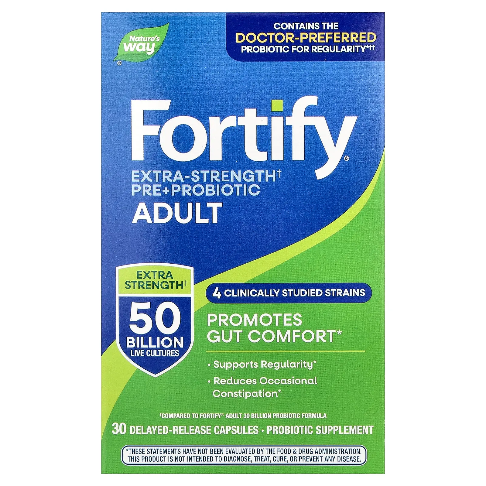 Nature's Way Fortify®, Pre & Probiotic, Adult, 30 Delayed-Release Capsules