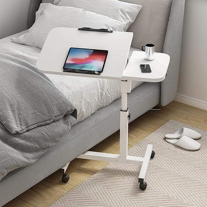 Over The Bed Table with Wheels 23.6''~37.4'' Adjustable Height Bedside Table Mobile Rolling Laptop Stand Tilting Overbed Table for Couch Home Office Hospital