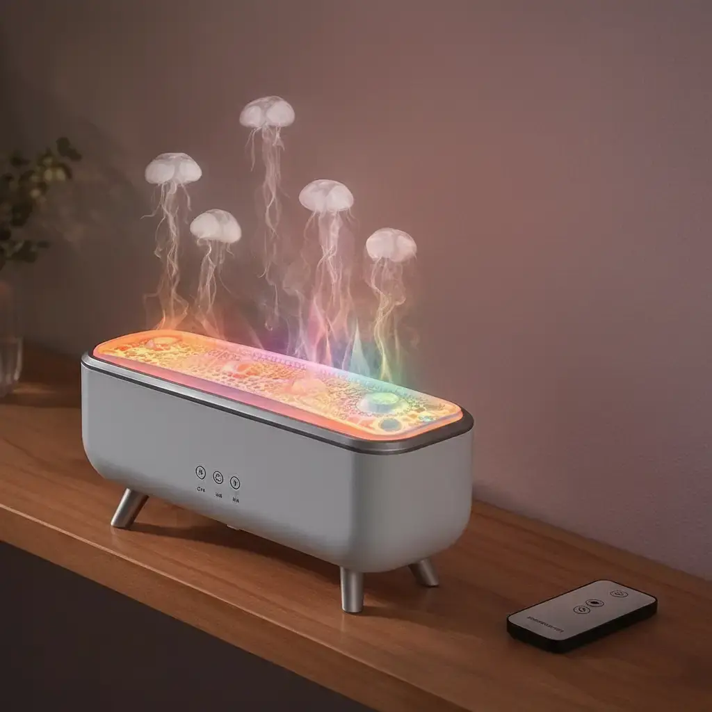2026 New USB-Powered Aromatherapy Humidifier - Essential Oil Compatible Diffuser, Stylish Jellyfish Steam Design, 7-Color Ambient Light, Music-Synced Movement, Silent Operation, Desktop Accessory, Home Decorative Gift