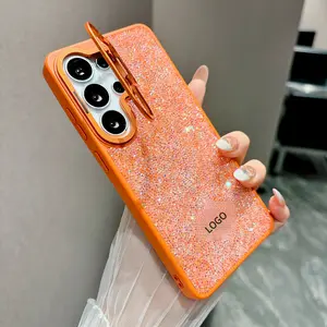 HUTU's new diamond-filled glitter powder magnetic mobile phone protective case + metal lens holder, compatible with MagSafe, skin-friendly texture goddess must-have For Samsung Galaxy S26/S25/S24/S23/ Ultra Plus Summer Series Wireless Charging Mobile Phon