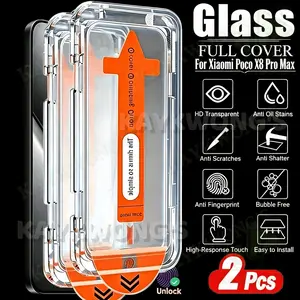 KAYKWONG'S Fingerprint Unlock HD Tempered Glass Film, 2-Pack, For Xiaomi Poco X8 Pro Max/x8 Pro, Easy Install, 9h Hardness, Bubble-Free, Anti-Scratch, Shockproof