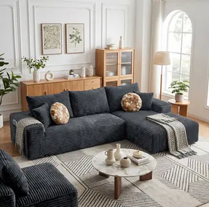 【Memorial Day Gift】Joylsle Gray 103"Lx68"Wx22"H, L-Shaped 2 Packages,a cloud couch,sofas living room,living room furniture,sectional couch,boneless couch,couches,boneless sectional couch,cloud couches,couches for living rooms,2 Packages, Plush Corduroy,