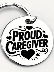 Proud Caregiver Letter & Heart & Star Pattern Keychain, Cute Stainless Steel Keychain for Nurse & Assistant & Caregiver, Fashion Accessories As Gift