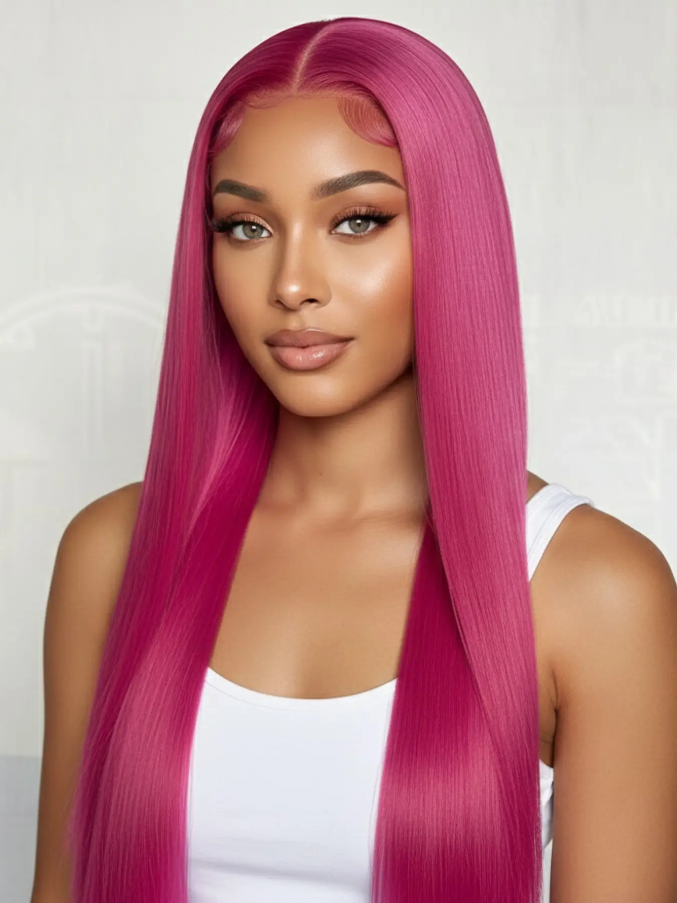 Pink Lace Wig for Women 13x4 HD Lace High Temperature Fibers 150% Density Pre Plcuked Glueless Synthetic Lace Wigs for Black Lace Front Wigs