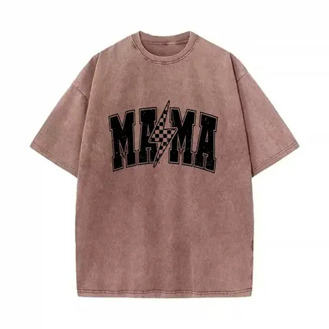 t shirts women Mama Lightning Bolt T-shirt, Mama Tee, Mama Shirt, Mom Life Graphic Tee, Retro Mama Tee, Mama Sublimation Shirt Fit Casual Everyday Crewneck Checkered Top Style Vintage Breathable Fabric