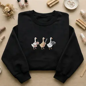 [MADE IN US] Embroidered Nail Tech Goose Sweatshirt, Manicurist Hoodie, Esthetician Gift, Funny Beauty Salon Apparel, Nail Artist Student Crewneck