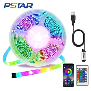 Smart Led Strip Lights RGB Color Changing Time Setting Music Sync Strip Lights with both App and Remote Control for Bedroom Indoor Lighting, for Christmas Gifts