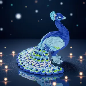 New Year Gift Peacock Puzzle Block Ornament, DIY 3D Assembly Craft, Creative Interactive Building Blocks for Adults, Animal Shape Puzzle, Perfect for Holidays and Birthdays