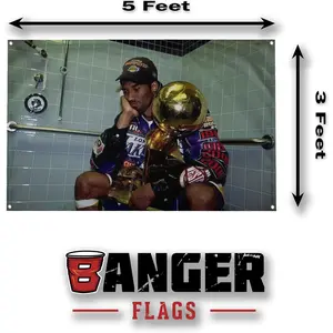 60in x 40in Banger - Kobe Championship Trophy Iconic Basketball Motivational Inspirational Office Gym College Dorm Room Decor Design on a  Flag  for Easy Wall Hanging. Authentic BANGER FLAG