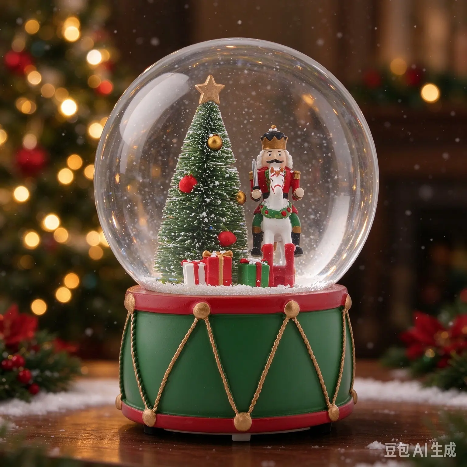 Musical Christmas Snow Globe, Nutcracker & Christmas Tree Crystal Snowball, Auto Snowfall Xmas Decor, Holiday Gift for Kids & Home Decoration Western specialty tree decor